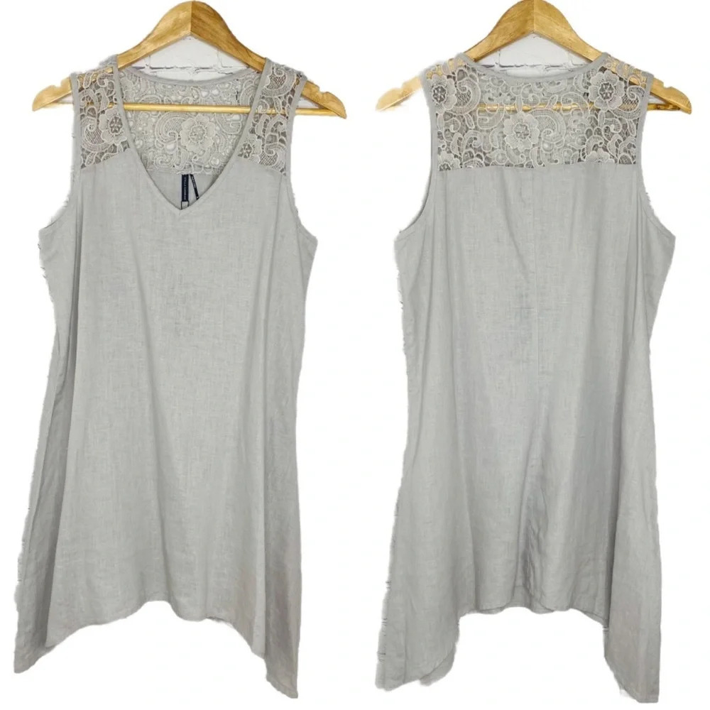 ✨NWT Stella Carakasi Hemp Lace Tunic Mini Dress Size Small Lagenlook Sustainable
